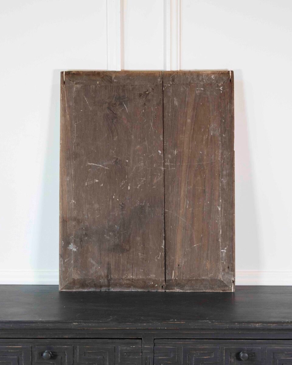 18th Century Carved and Painted Wooden Panel - JAA