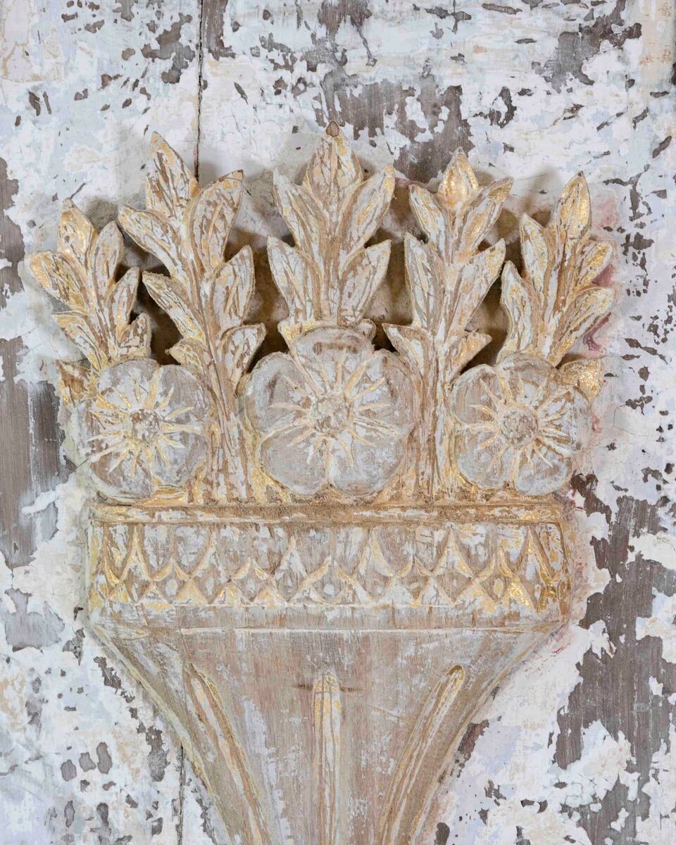 18th Century Carved and Painted Wooden Panel - JAA