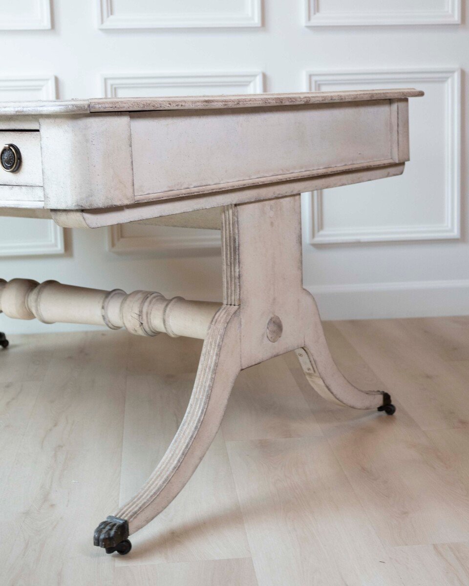 English Regency Early 19th Century Partners Desk with Leather Top and Bronze Mounts, c.1820 - JAA