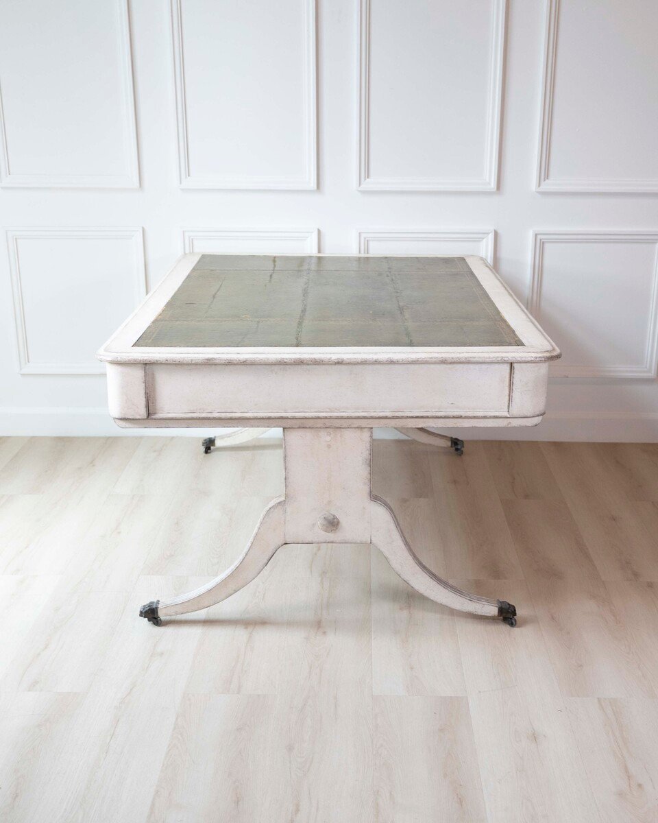 English Regency Early 19th Century Partners Desk with Leather Top and Bronze Mounts, c.1820 - JAA
