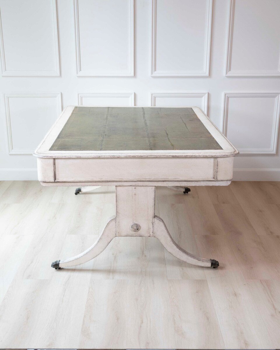 English Regency Early 19th Century Partners Desk with Leather Top and Bronze Mounts, c.1820 - JAA