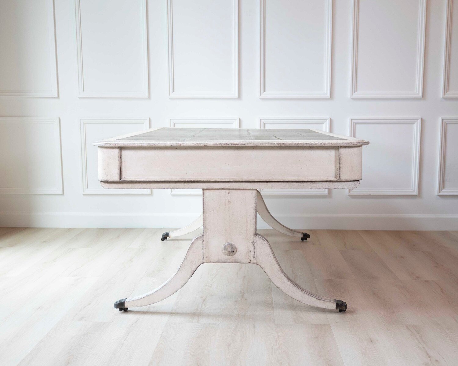 English Regency Early 19th Century Partners Desk with Leather Top and Bronze Mounts, c.1820 - JAA