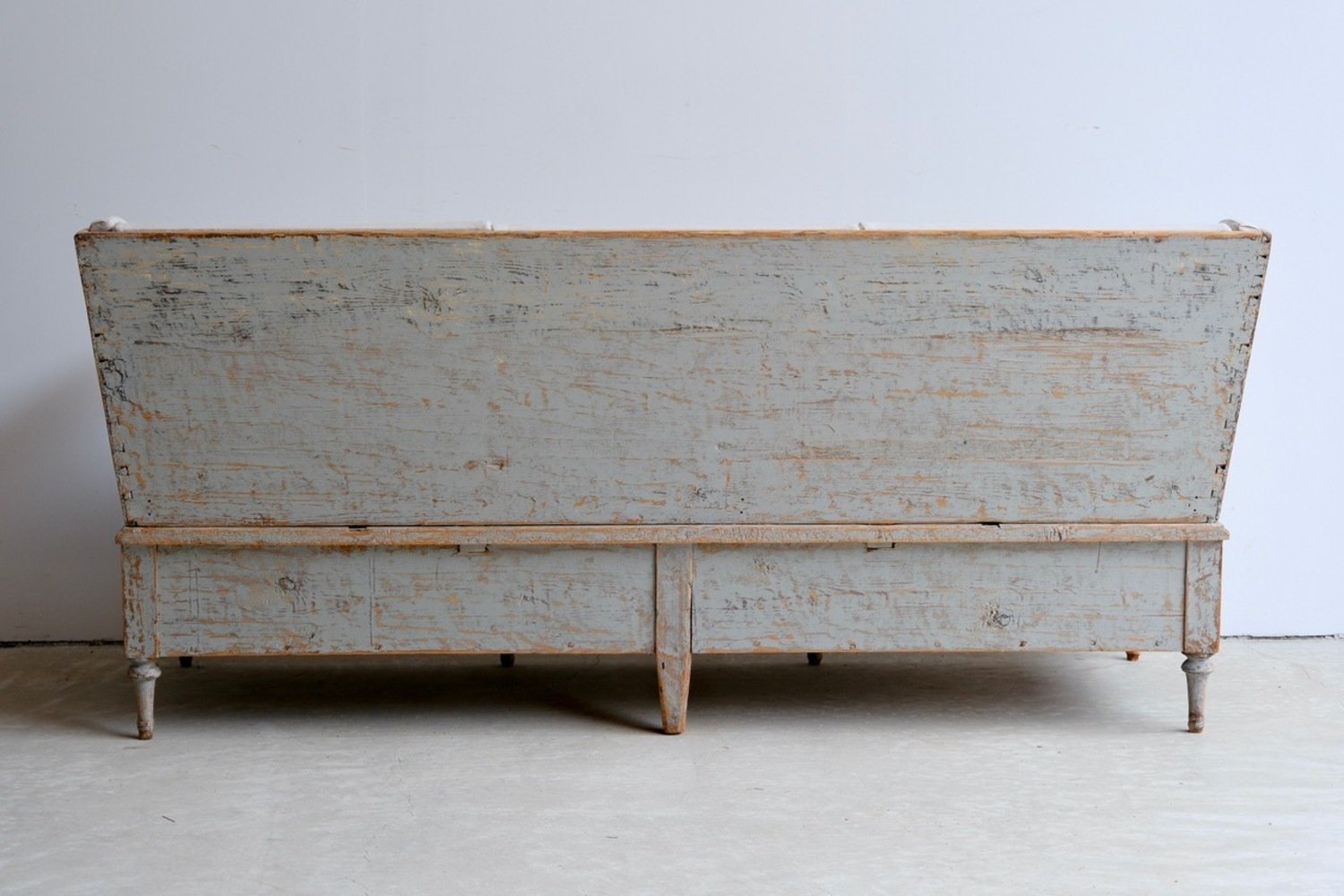 A period Gustavian sofa, repainted in soft blue and newly covered in linen. Circa 1780 - JAA