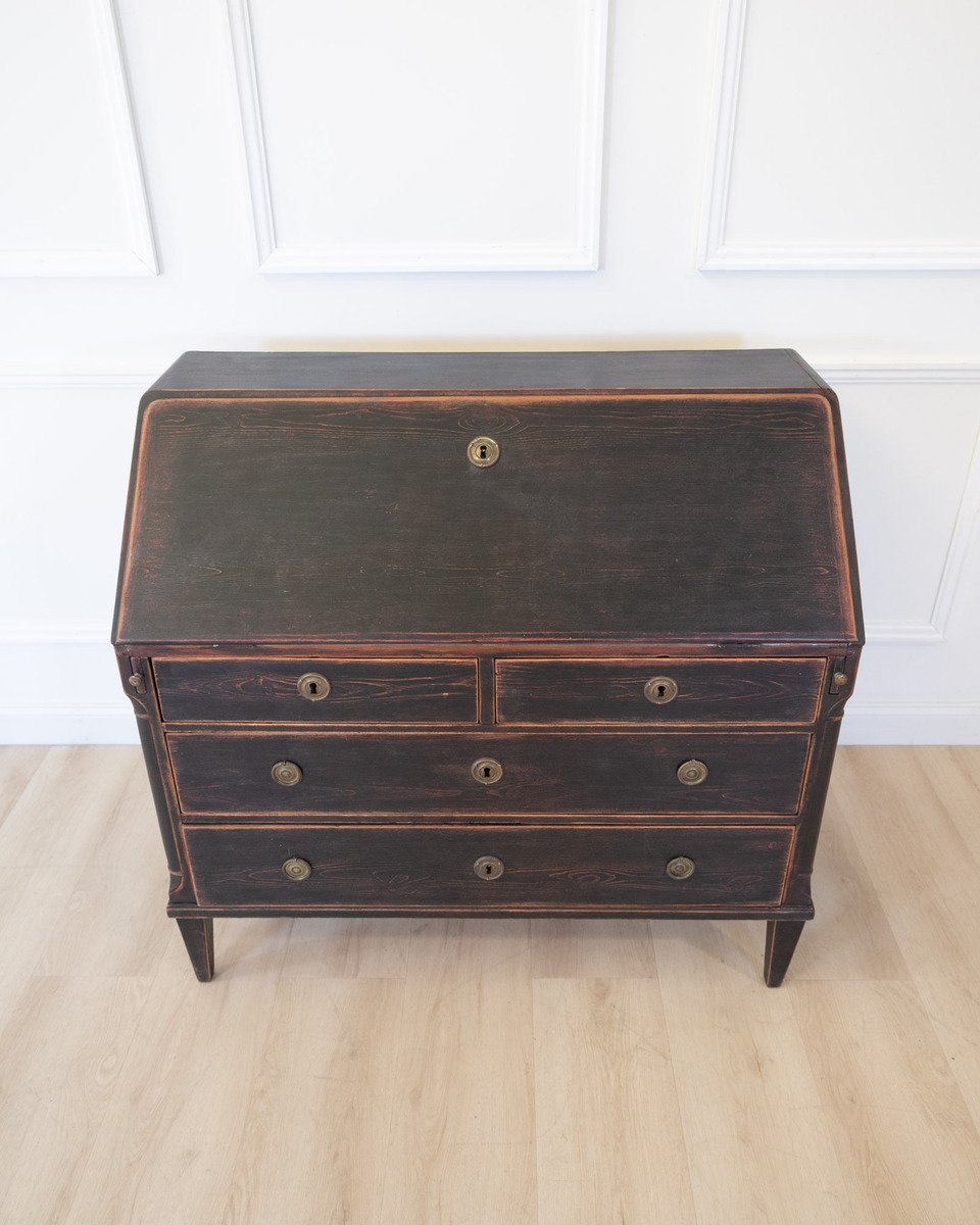 On Hold - A beautiful Gustavian black bureau from the early 1800s - JAA