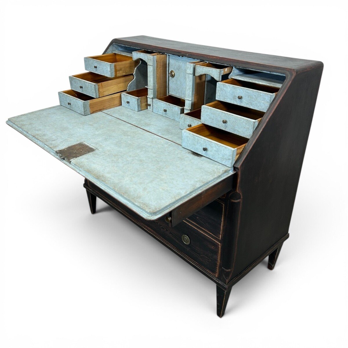 A beautiful Gustavian black bureau from the early 1800s - JAA