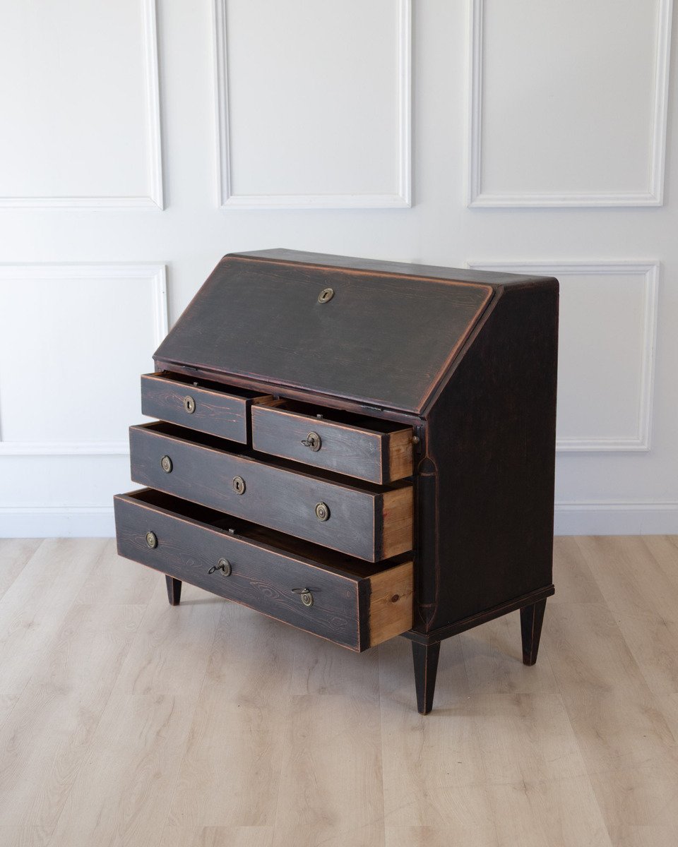 On Hold - A beautiful Gustavian black bureau from the early 1800s - JAA