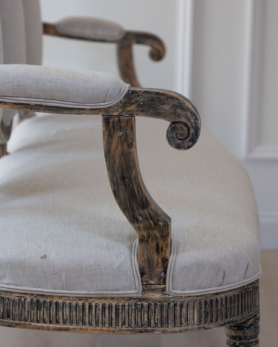 Gustavian Style Sofa in Original Black Paint, circa 1880 - JAA