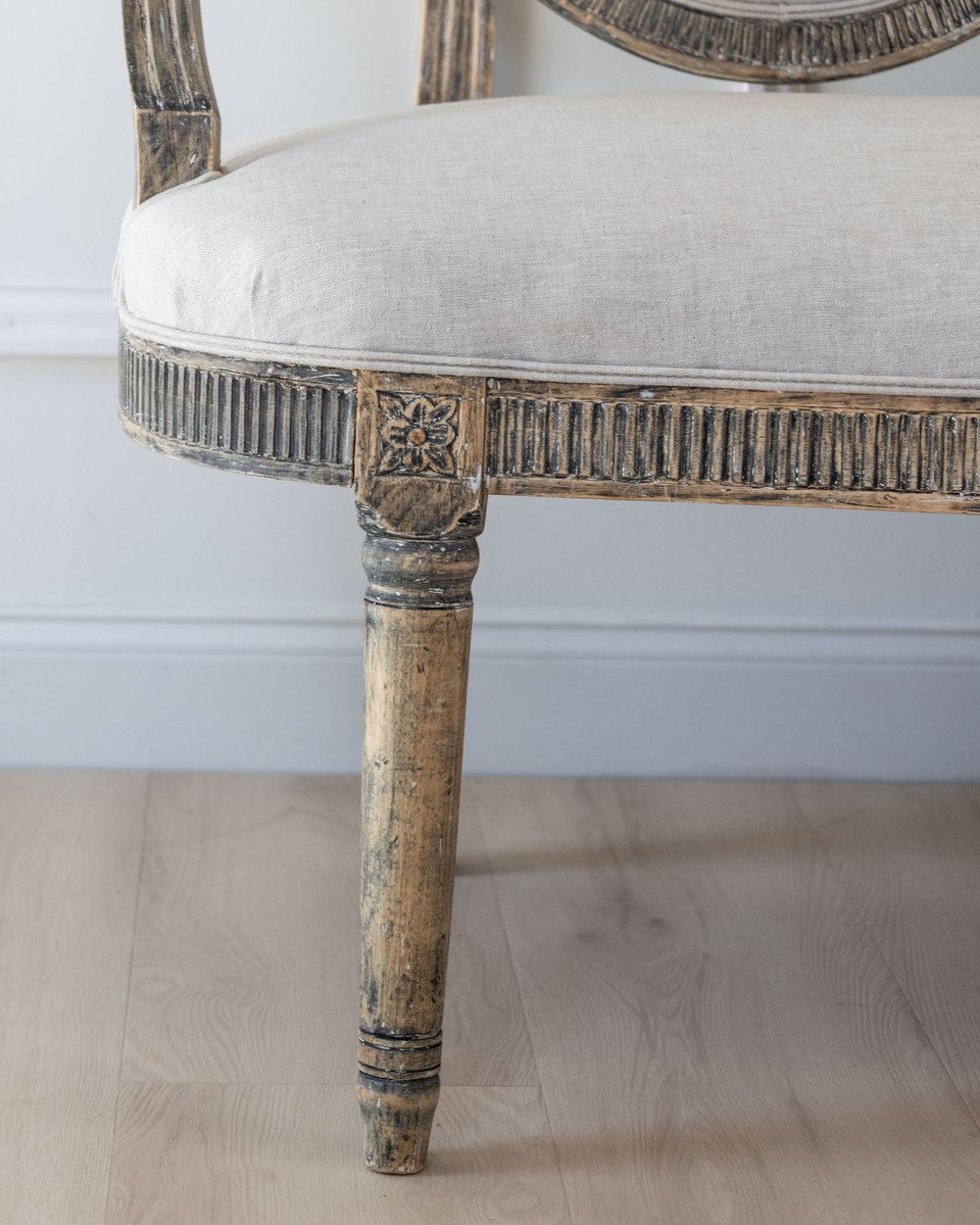 Gustavian Style Sofa in Original Black Paint, circa 1880 - JAA