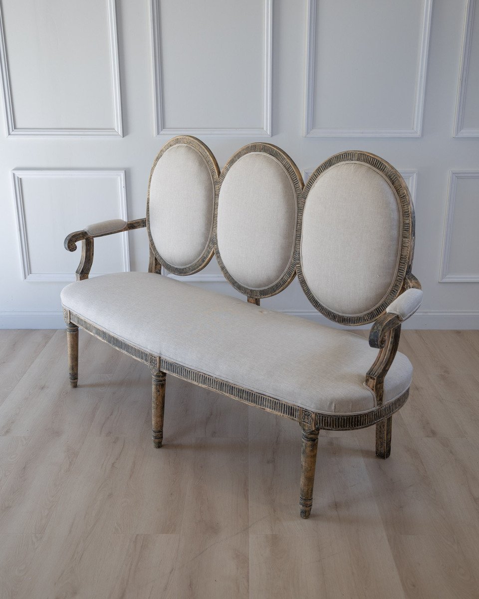 Gustavian Style Sofa in Original Black Paint, circa 1880 - JAA