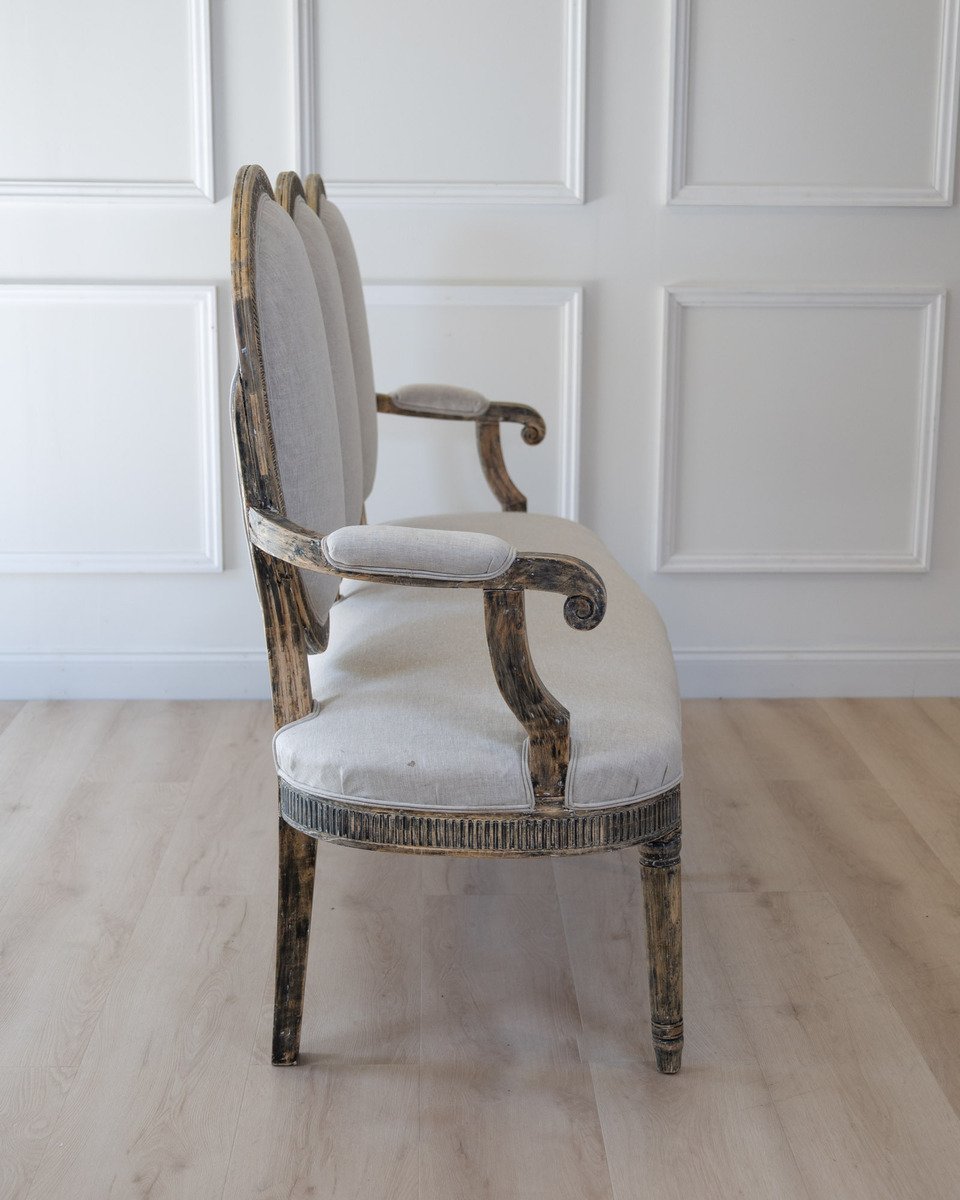 Gustavian Style Sofa in Original Black Paint, circa 1880 - JAA