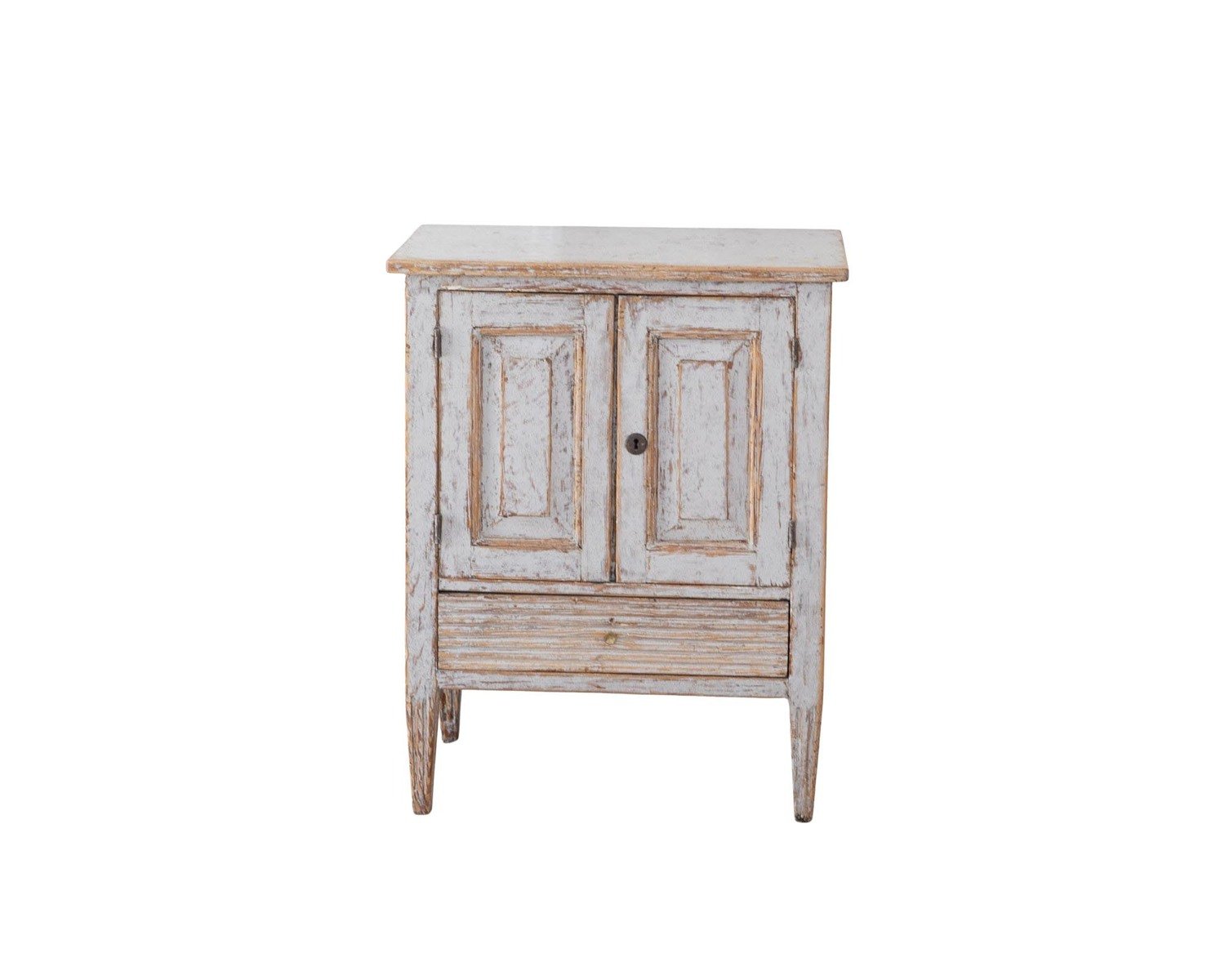 Gustavian Nightstand in Light Grey Paint, circa 1830