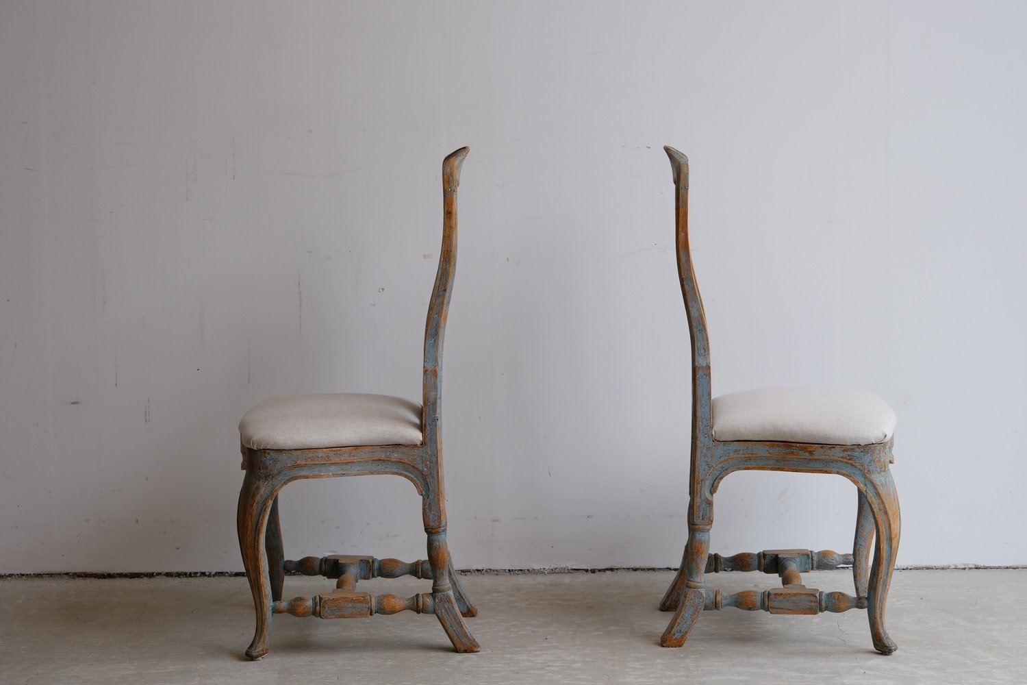 Pair of Swedish Rococo Chairs in Blue Paint, circa 1770 - JAA