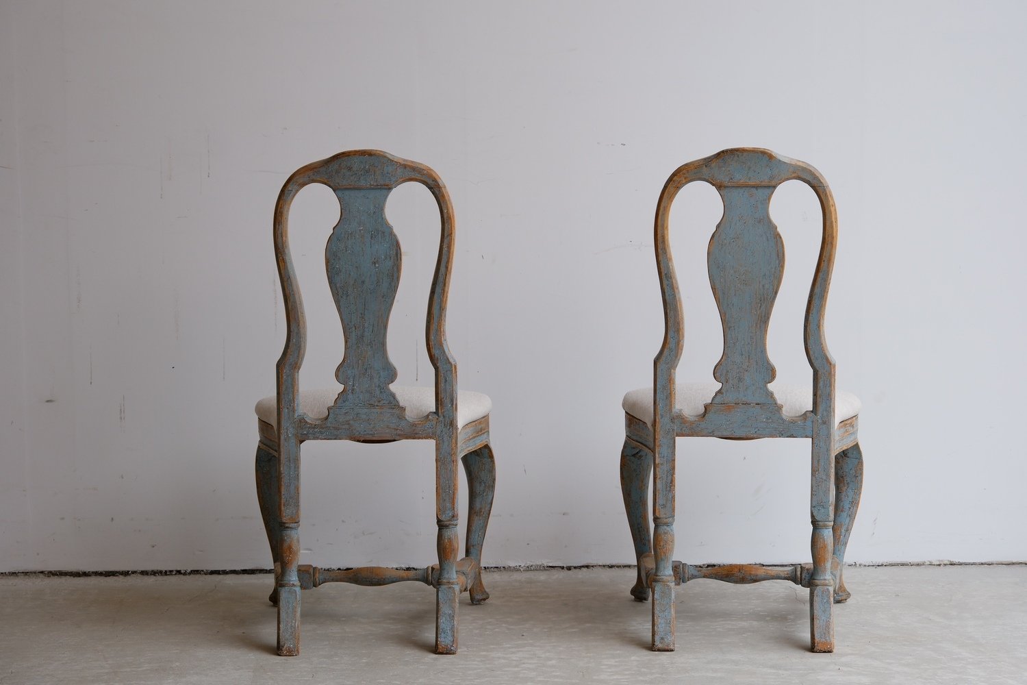 Pair of Swedish Rococo Chairs in Blue Paint, circa 1770 - JAA