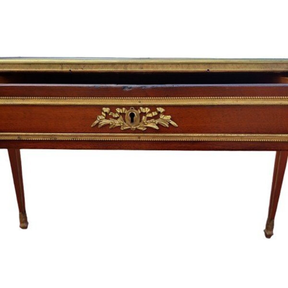 Napoleon III Mahogany Desk with Leather Top and Bronze Mounts - JAA