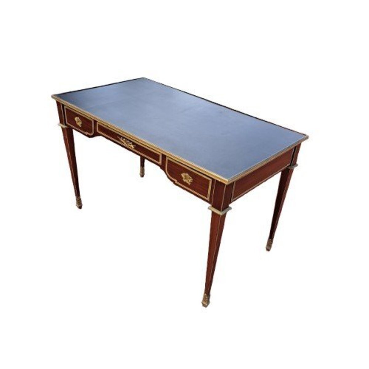Napoleon III Mahogany Desk with Leather Top and Bronze Mounts - JAA