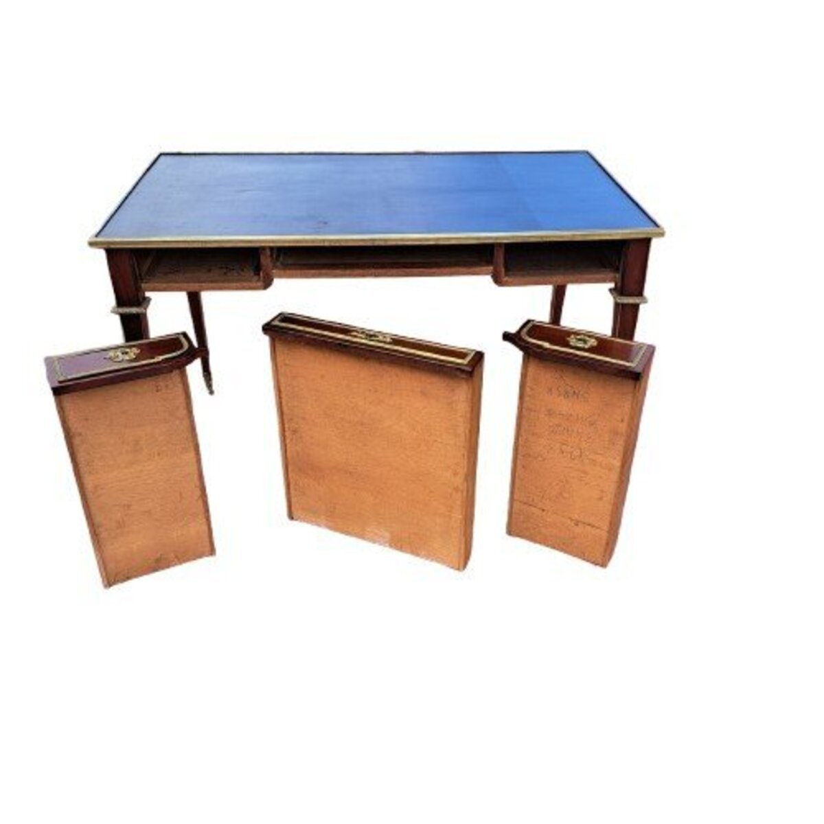 Napoleon III Mahogany Desk with Leather Top and Bronze Mounts - JAA