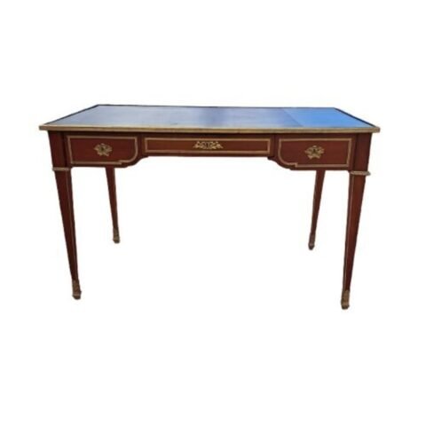 Napoleon III Mahogany Desk with Leather Top and Bronze Mounts