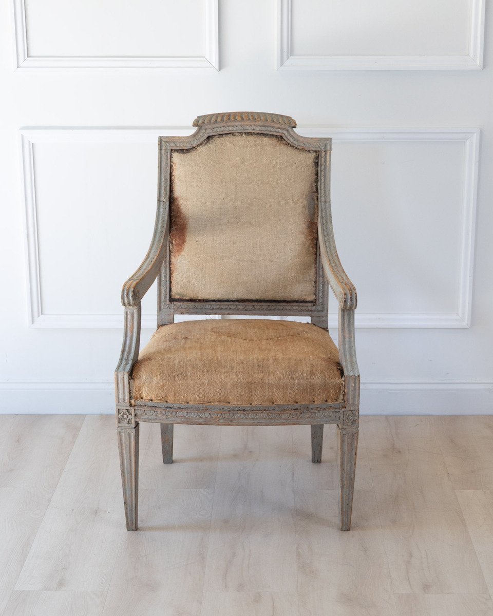 Provincial Gustavian Armchair in Original Paint, circa 1780 - JAA