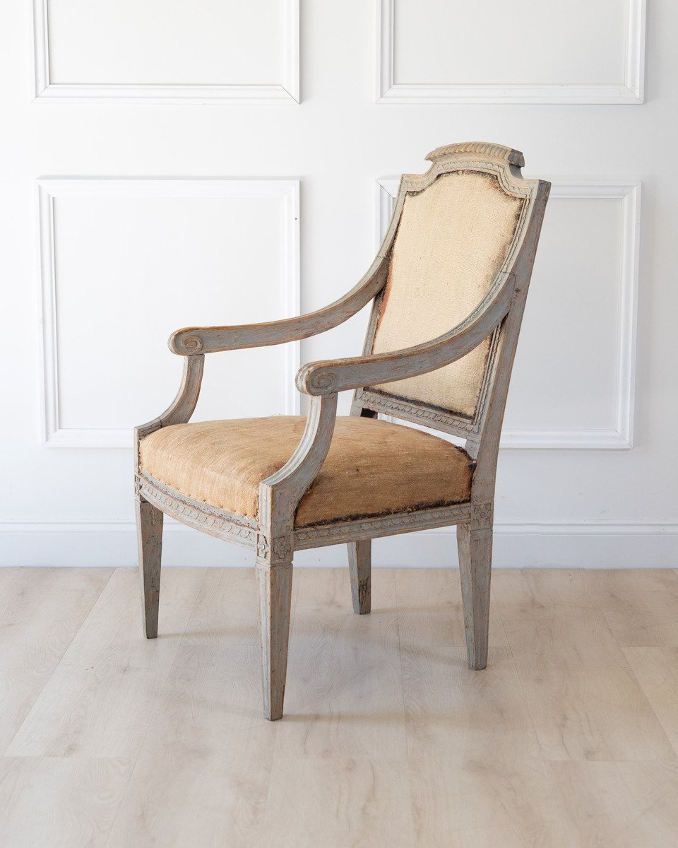 Provincial Gustavian Armchair in Original Paint, circa 1780 - JAA