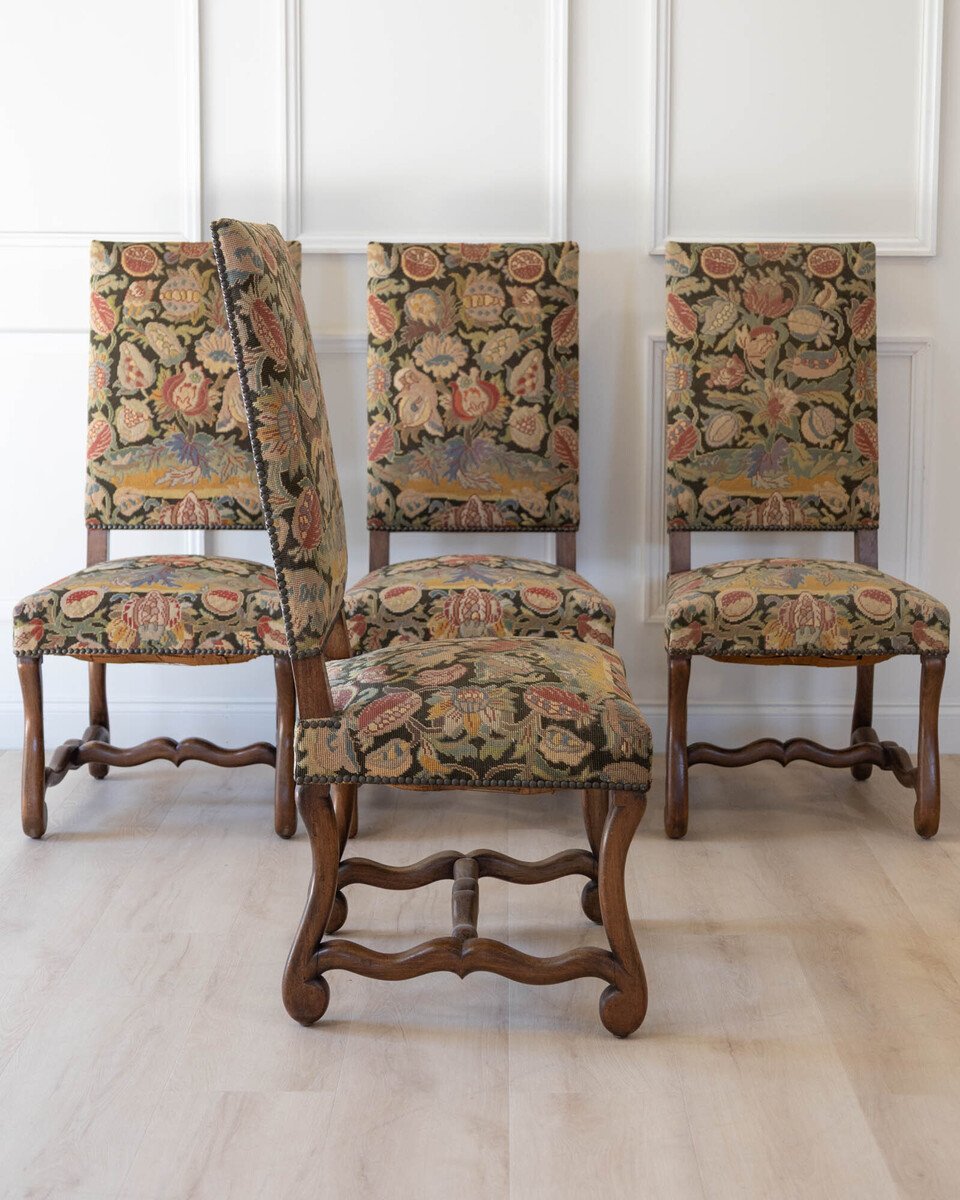 Set of Four French Beech Os de Mouton Chairs, Late 19th Century - JAA