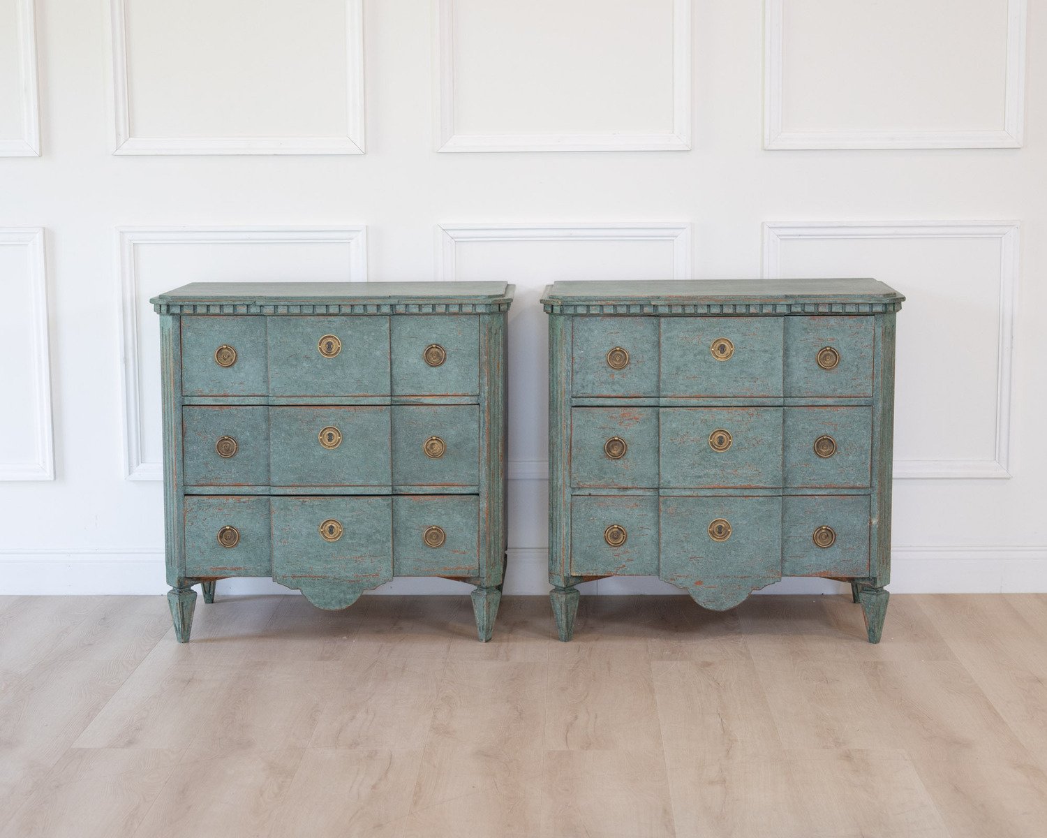 On Hold - Pair of Scandinavian Breakfront Chests of Drawers, circa 1920 - JAA