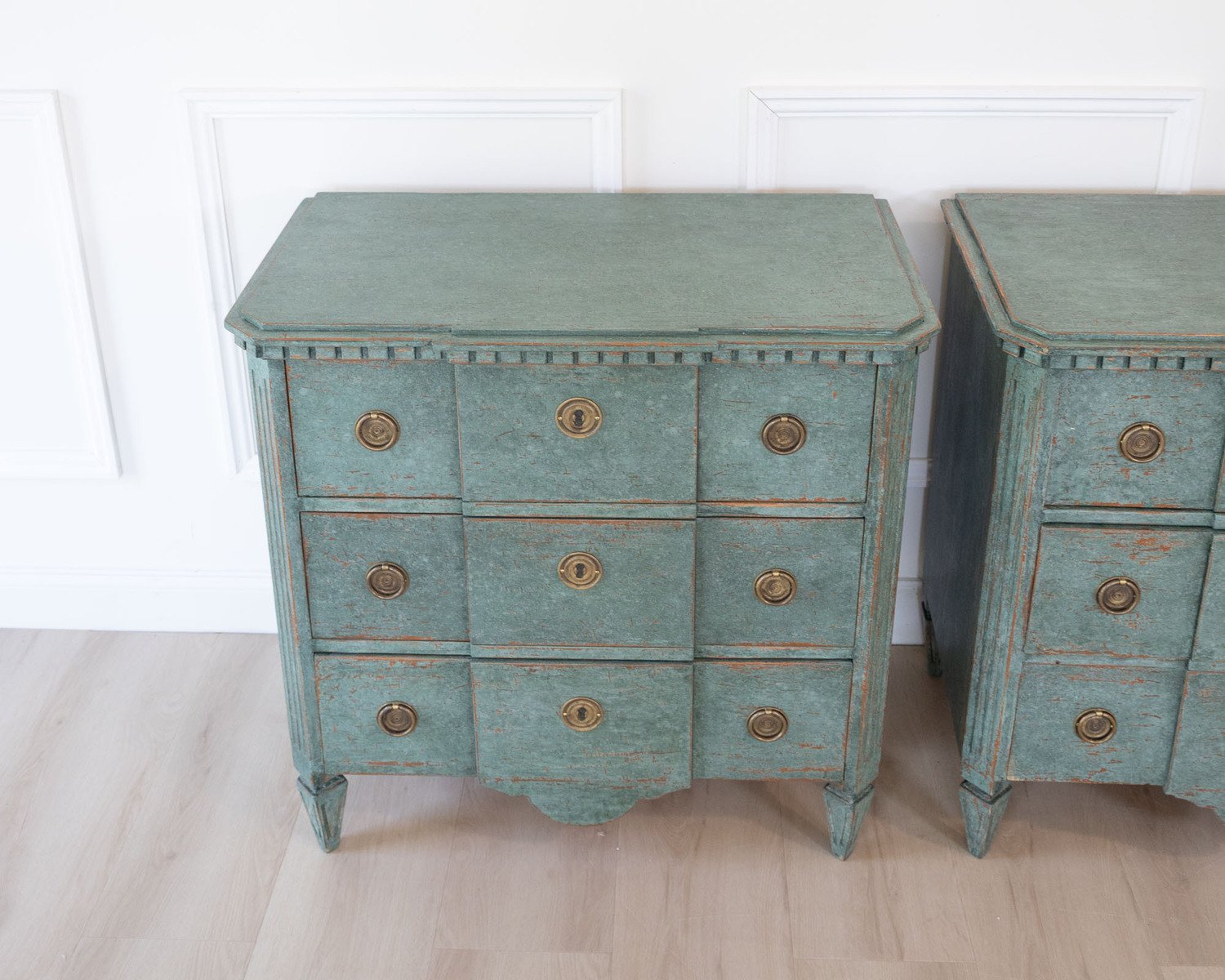 On Hold - Pair of Scandinavian Breakfront Chests of Drawers, circa 1920 - JAA