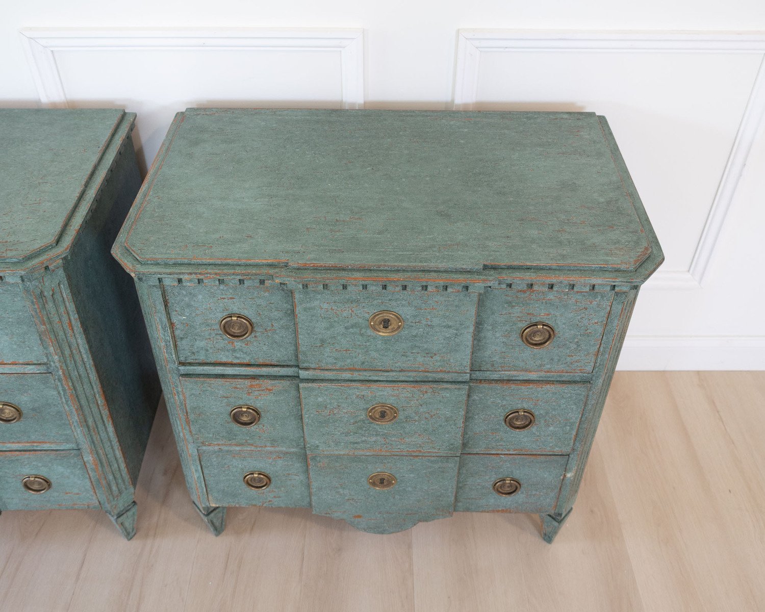 On Hold - Pair of Scandinavian Breakfront Chests of Drawers, circa 1920 - JAA