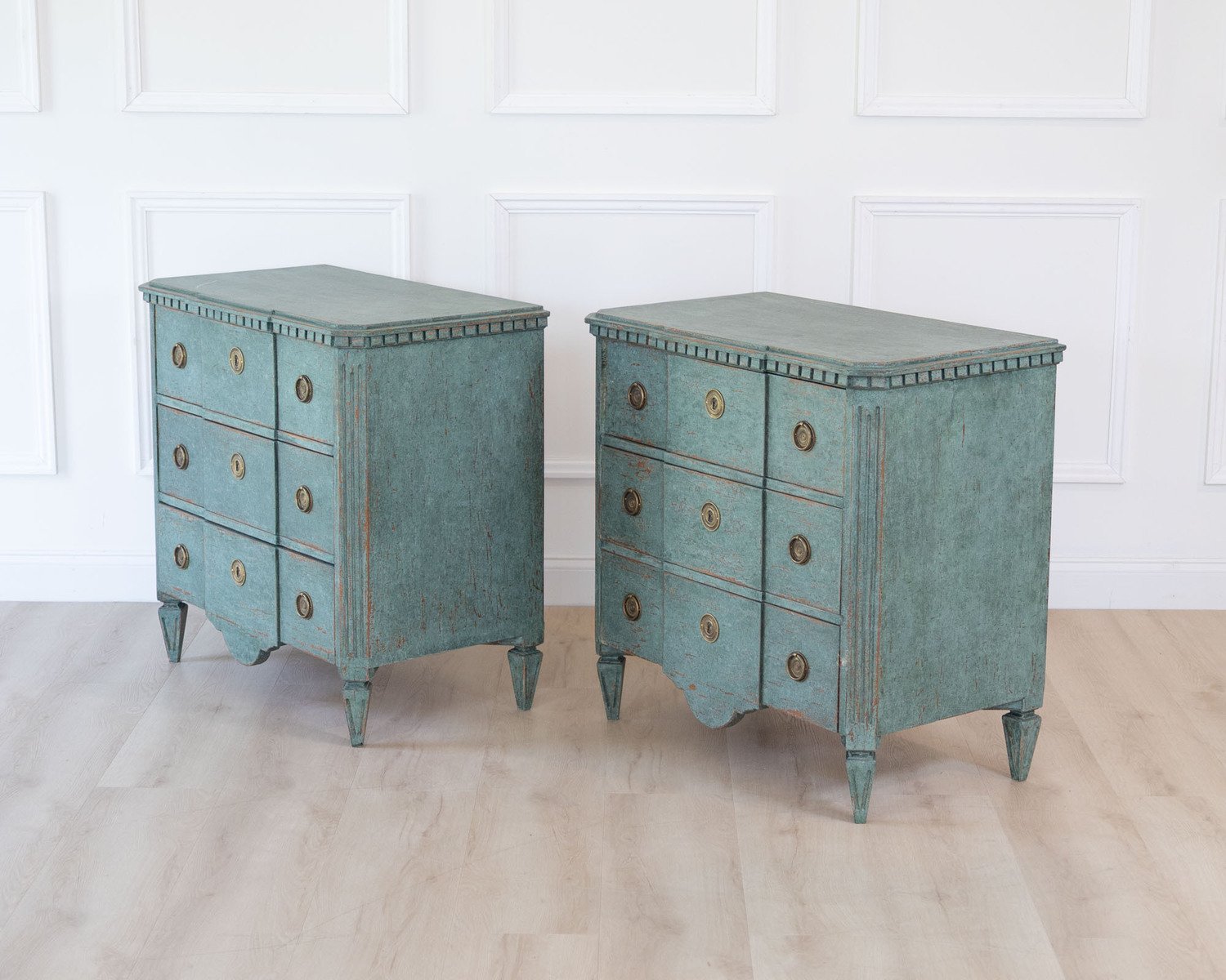 On Hold - Pair of Scandinavian Breakfront Chests of Drawers, circa 1920 - JAA