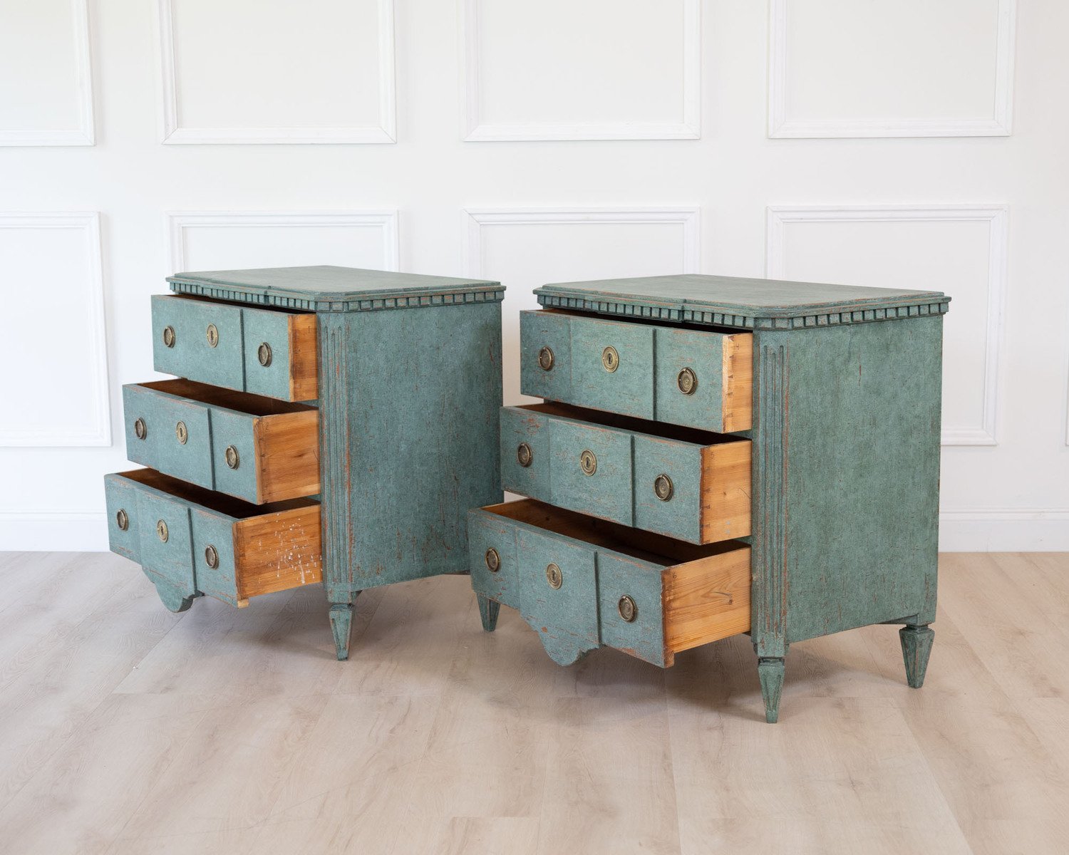 On Hold - Pair of Scandinavian Breakfront Chests of Drawers, circa 1920 - JAA