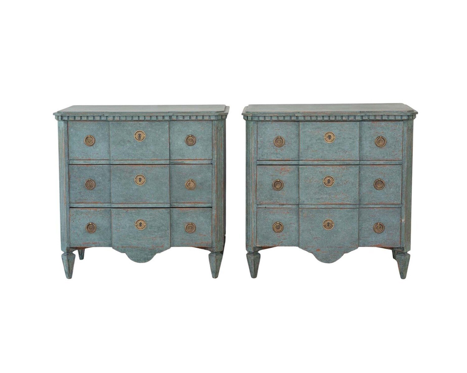 Pair of Scandinavian Breakfront Chests of Drawers, circa 1920