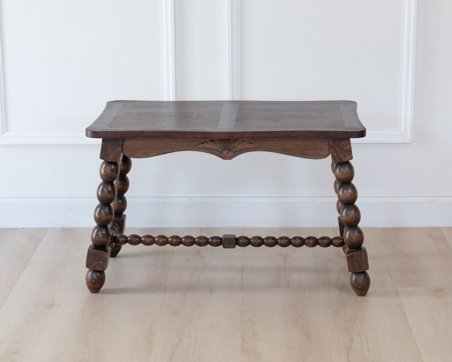 French Turned Beech Coffee Table, Louis XIII Style, 1950s - JAA