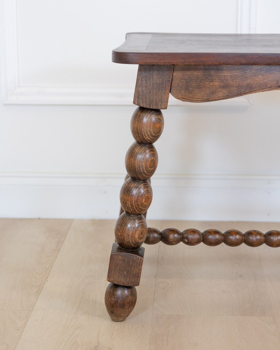 French Turned Beech Coffee Table, Louis XIII Style, 1950s - JAA