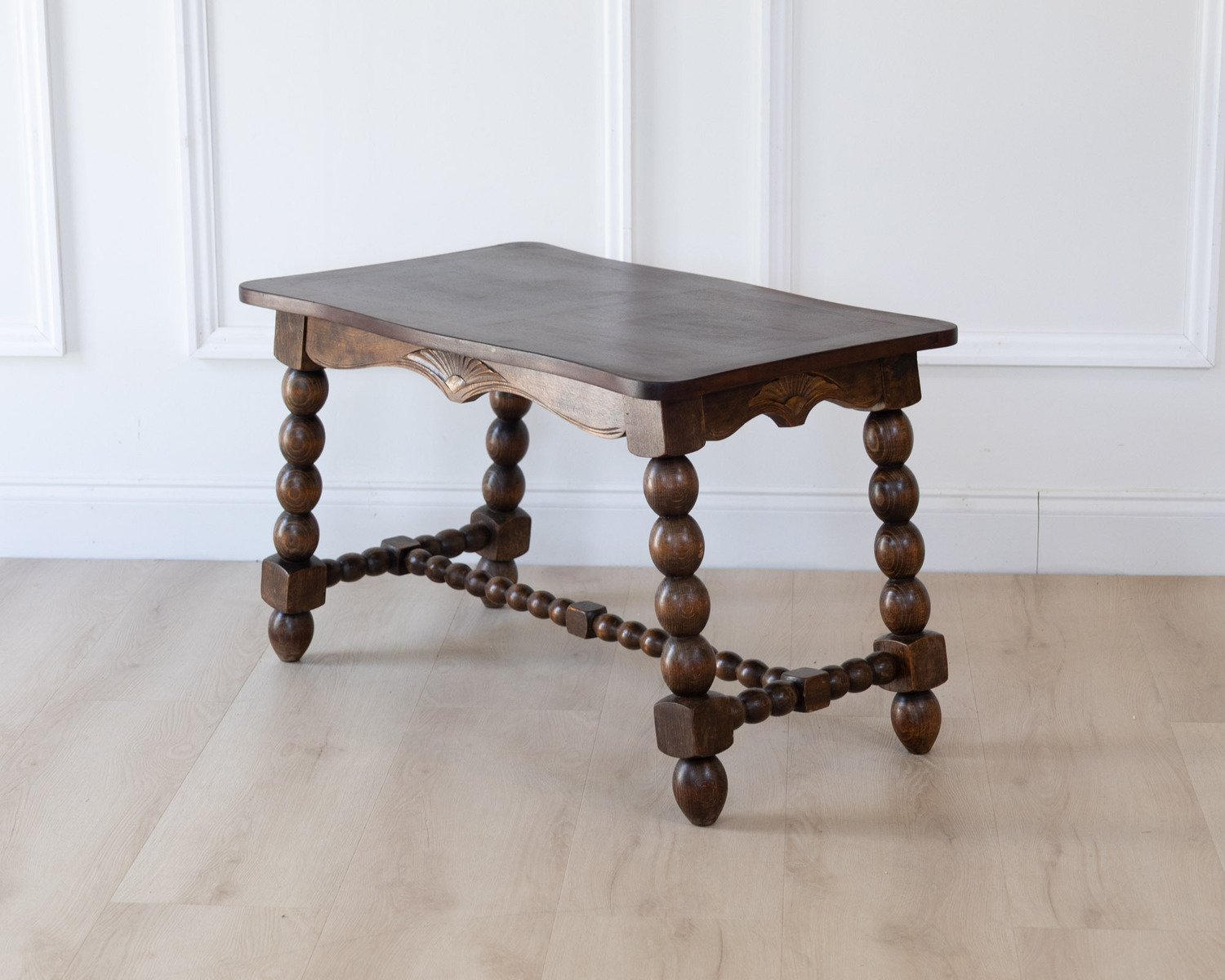 French Turned Beech Coffee Table, Louis XIII Style, 1950s - JAA