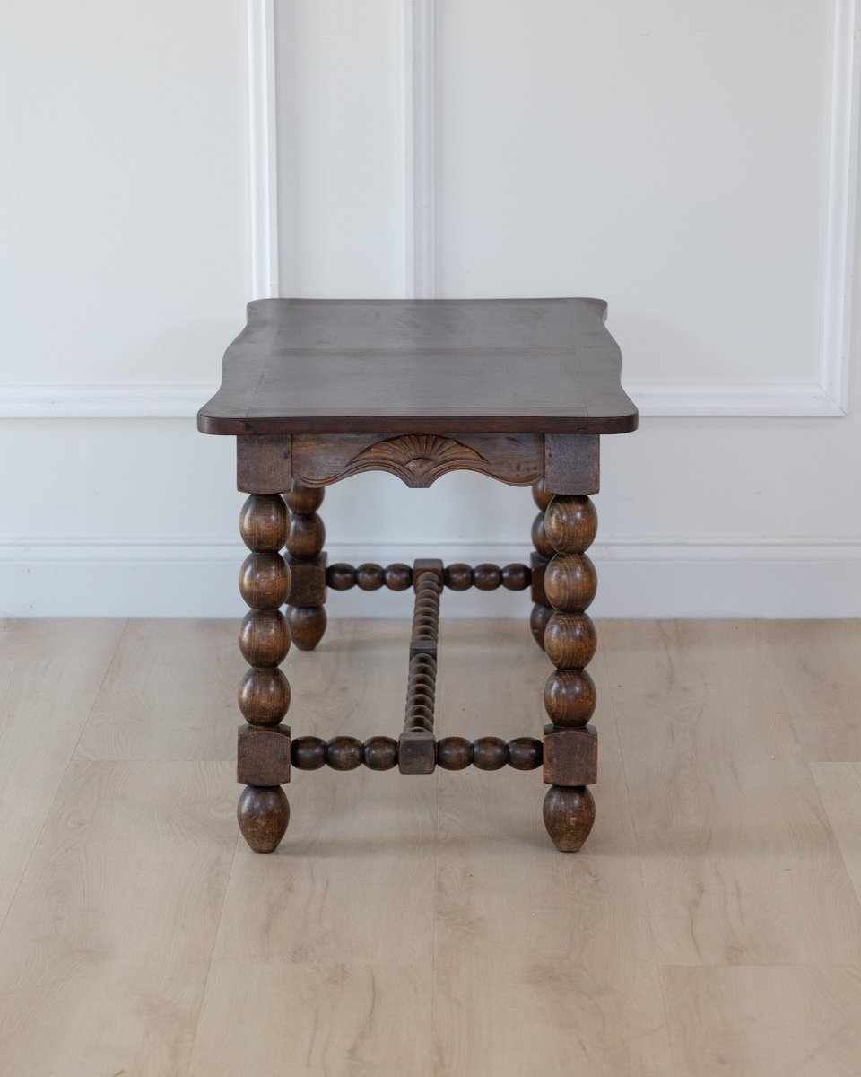French Turned Beech Coffee Table, Louis XIII Style, 1950s - JAA