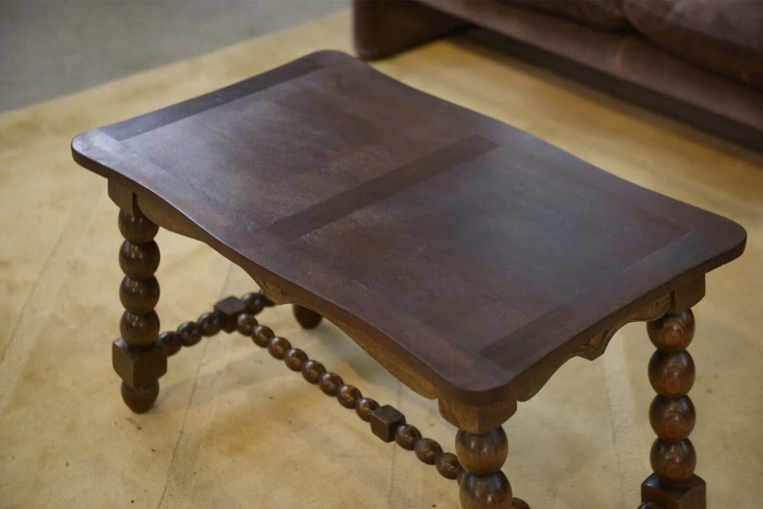 French Turned Beech Coffee Table, Louis XIII Style, 1950s - JAA