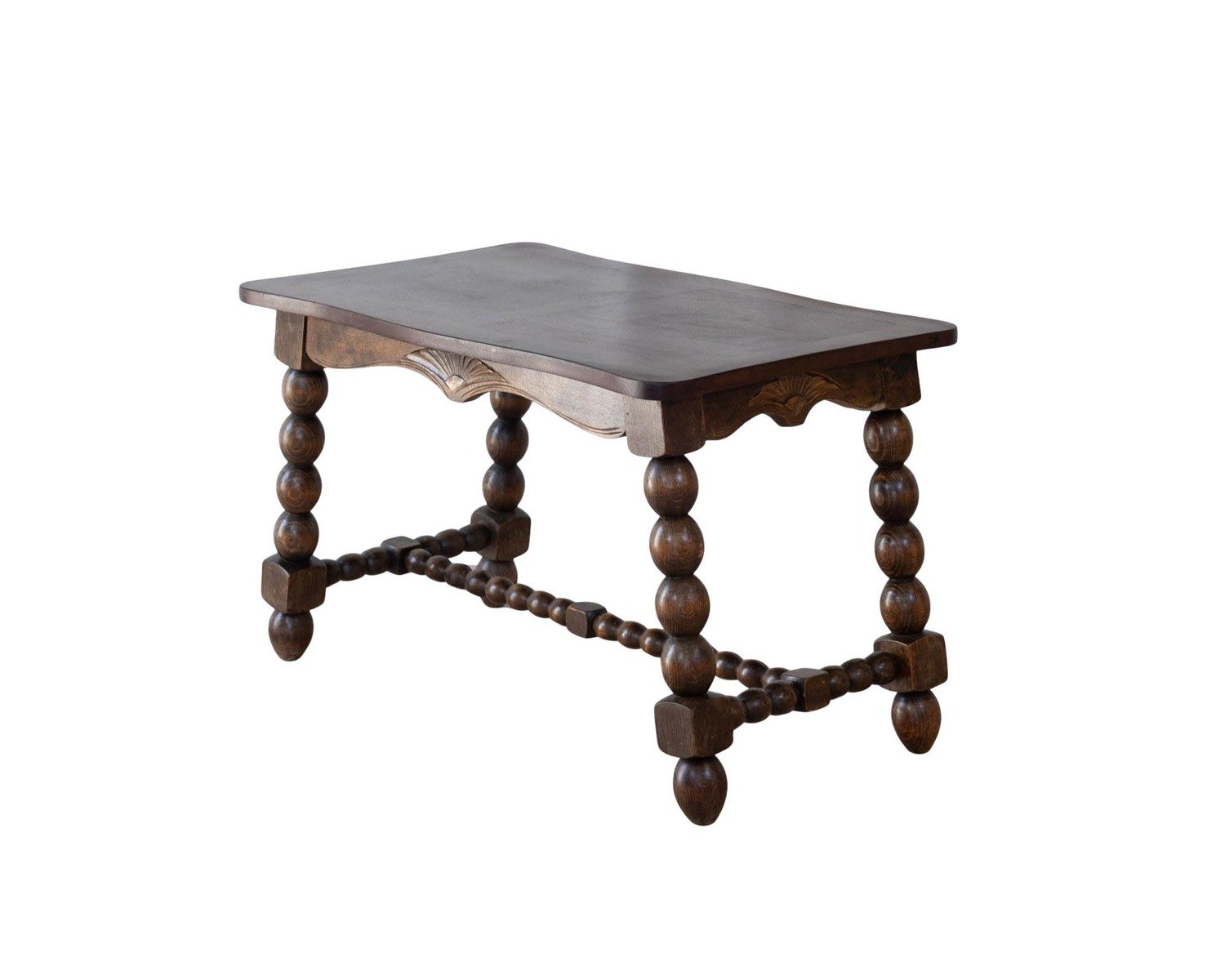 French Turned Beech Coffee Table, Louis XIII Style, 1950s