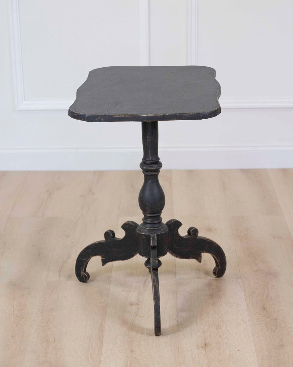 19th Century Swedish Black Painted Tri-Pod Table - JAA