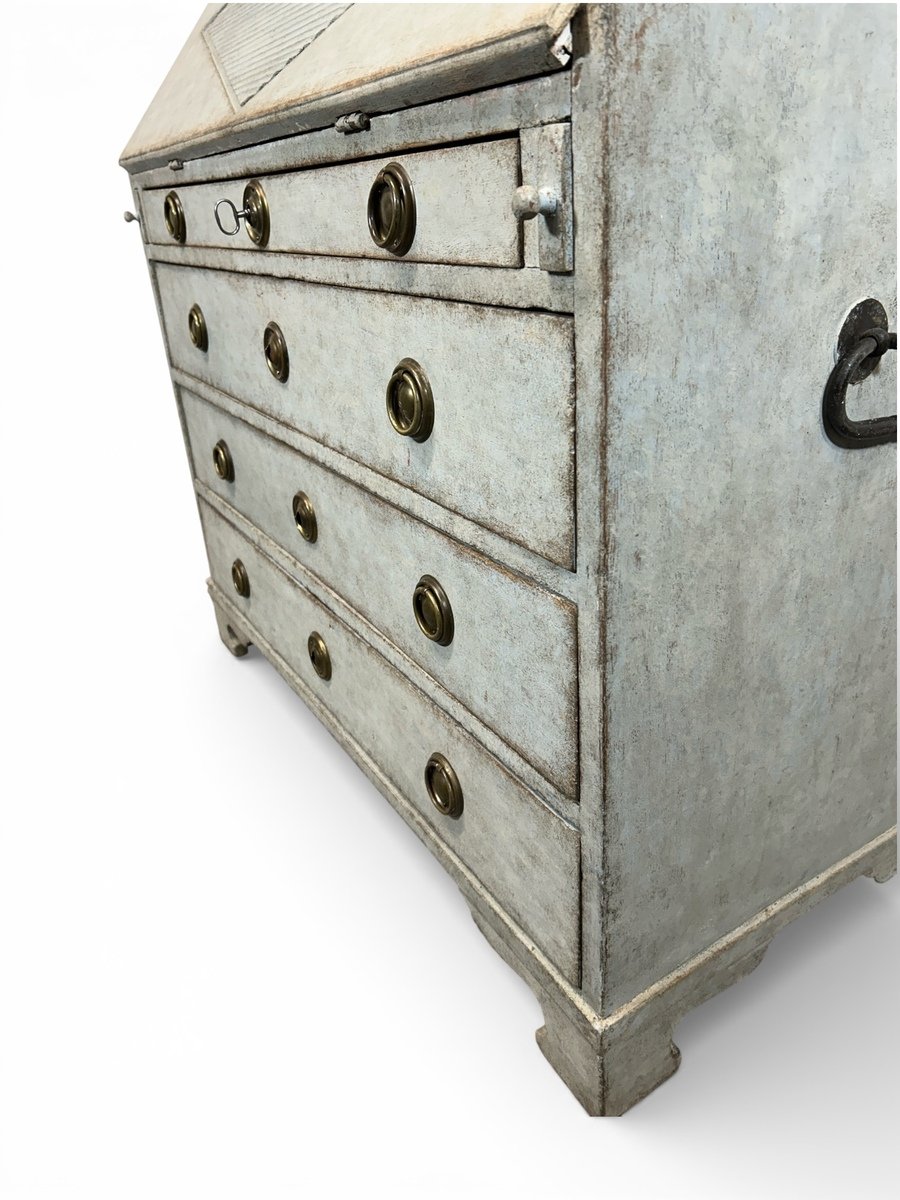 An antique Swedish secretary in light blue - JAA