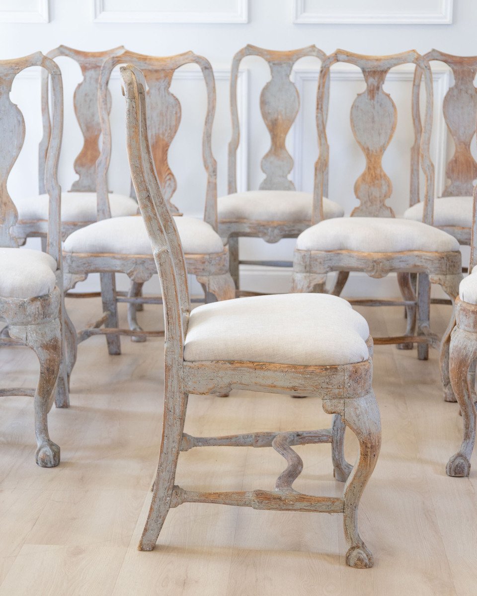Set of Twelve Swedish Rococo Chairs, Lindome, circa 1760 - JAA