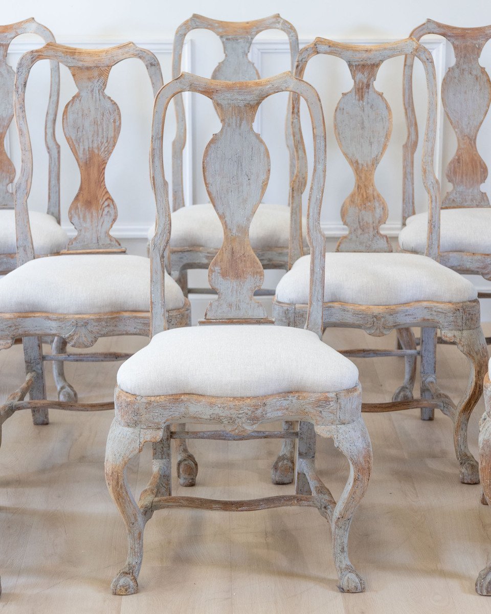 Set of Twelve Swedish Rococo Chairs, Lindome, circa 1760 - JAA