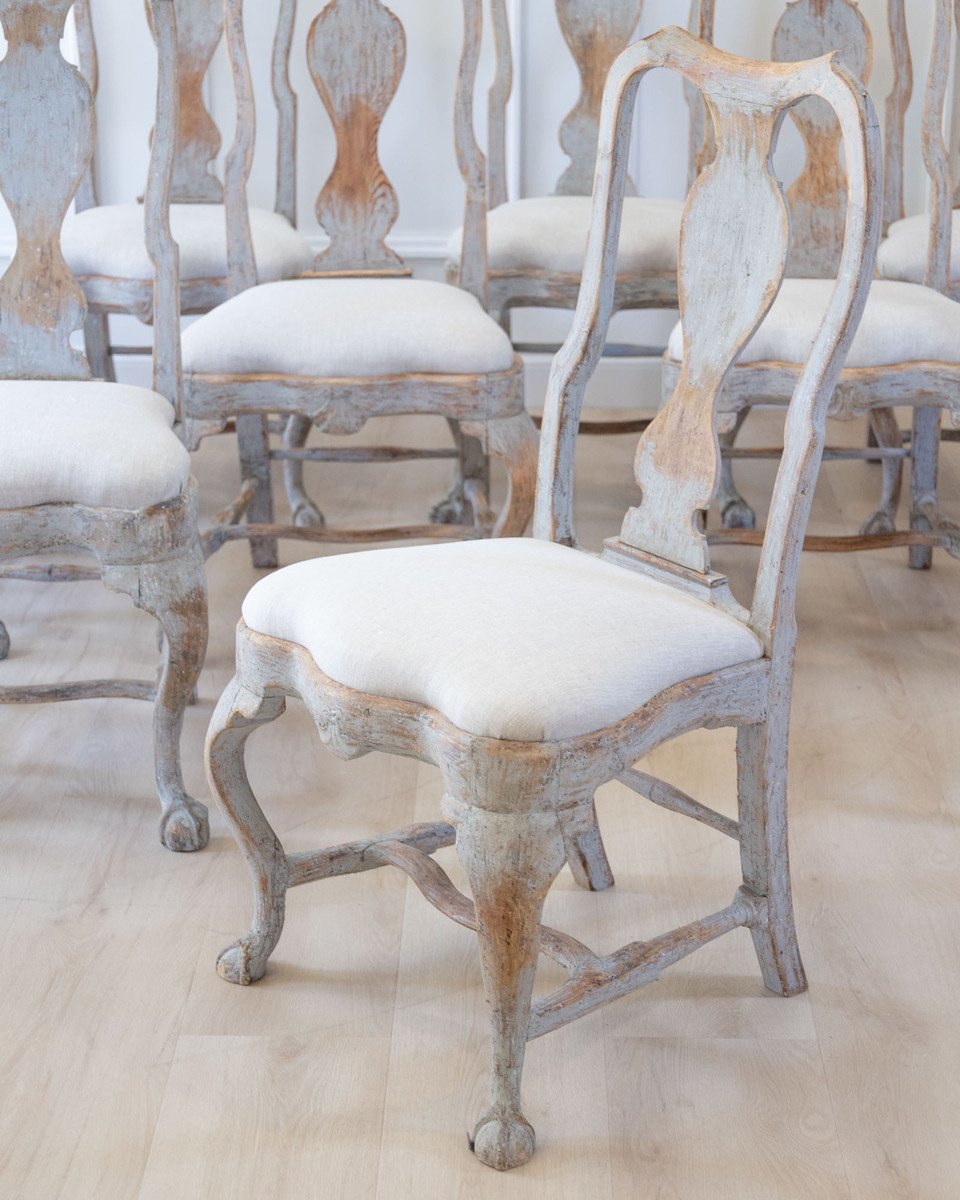 Set of Twelve Swedish Rococo Chairs, Lindome, circa 1760 - JAA