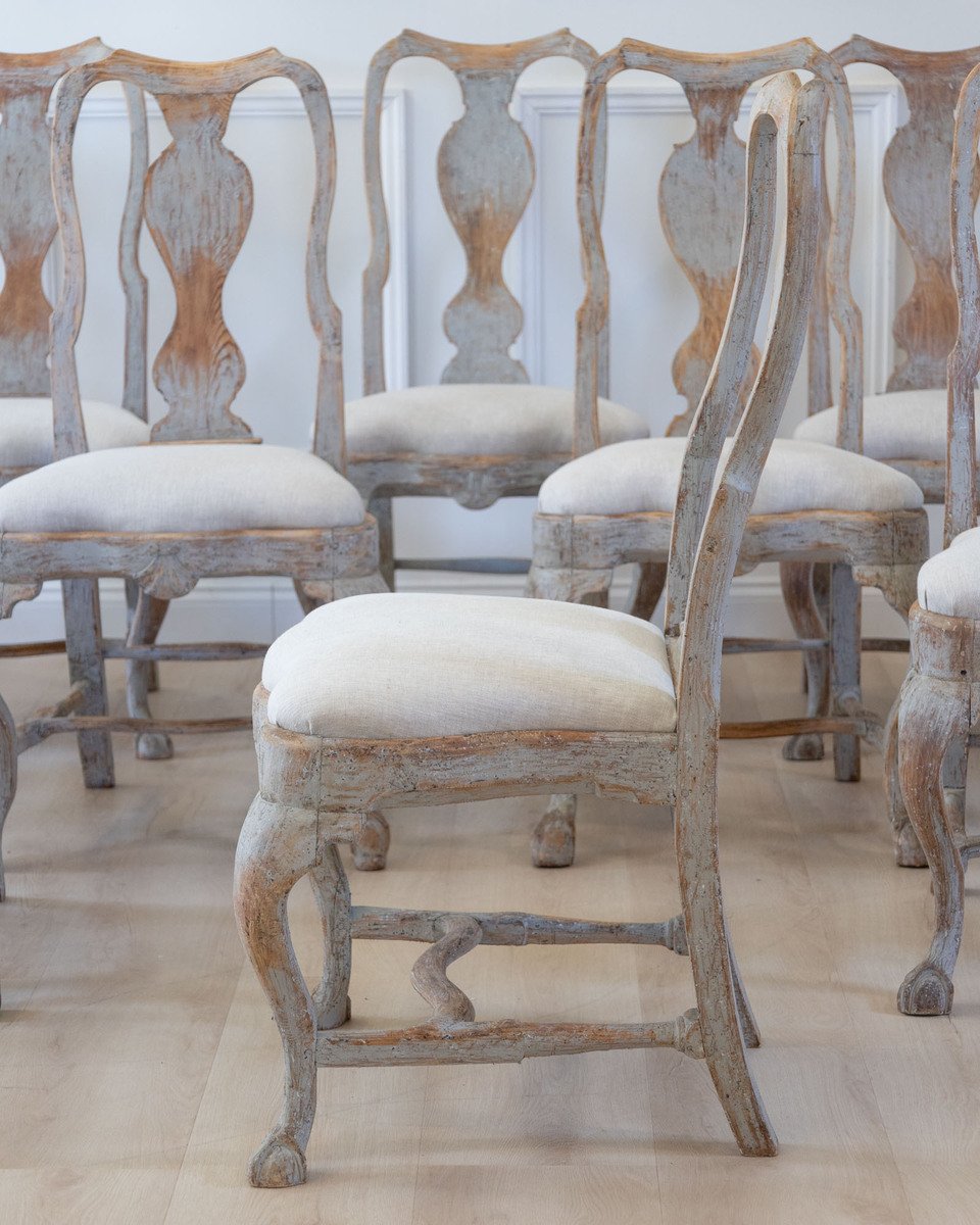 Set of Twelve Swedish Rococo Chairs, Lindome, circa 1760 - JAA