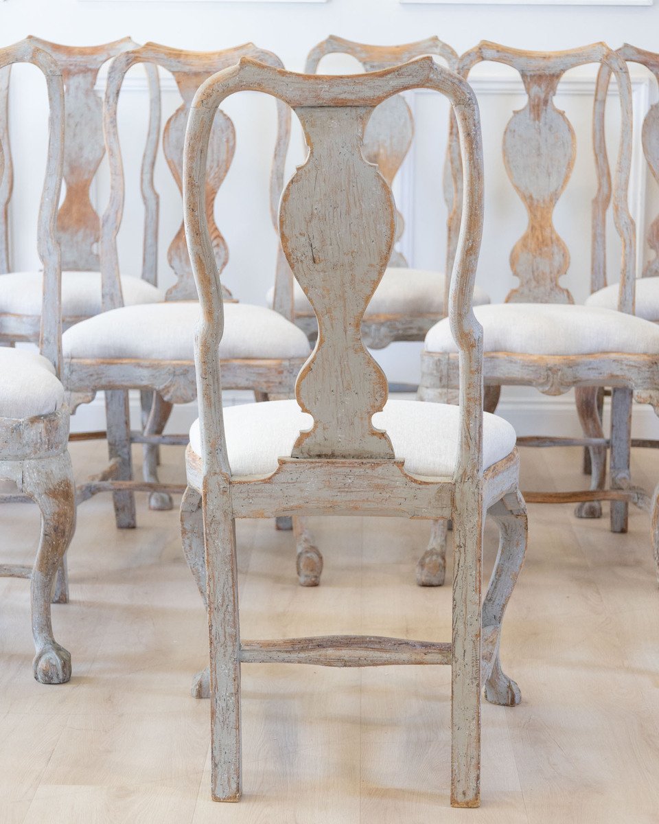 Set of Twelve Swedish Rococo Chairs, Lindome, circa 1760 - JAA