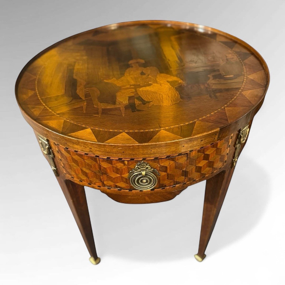A refined round French tea and game table - JAA