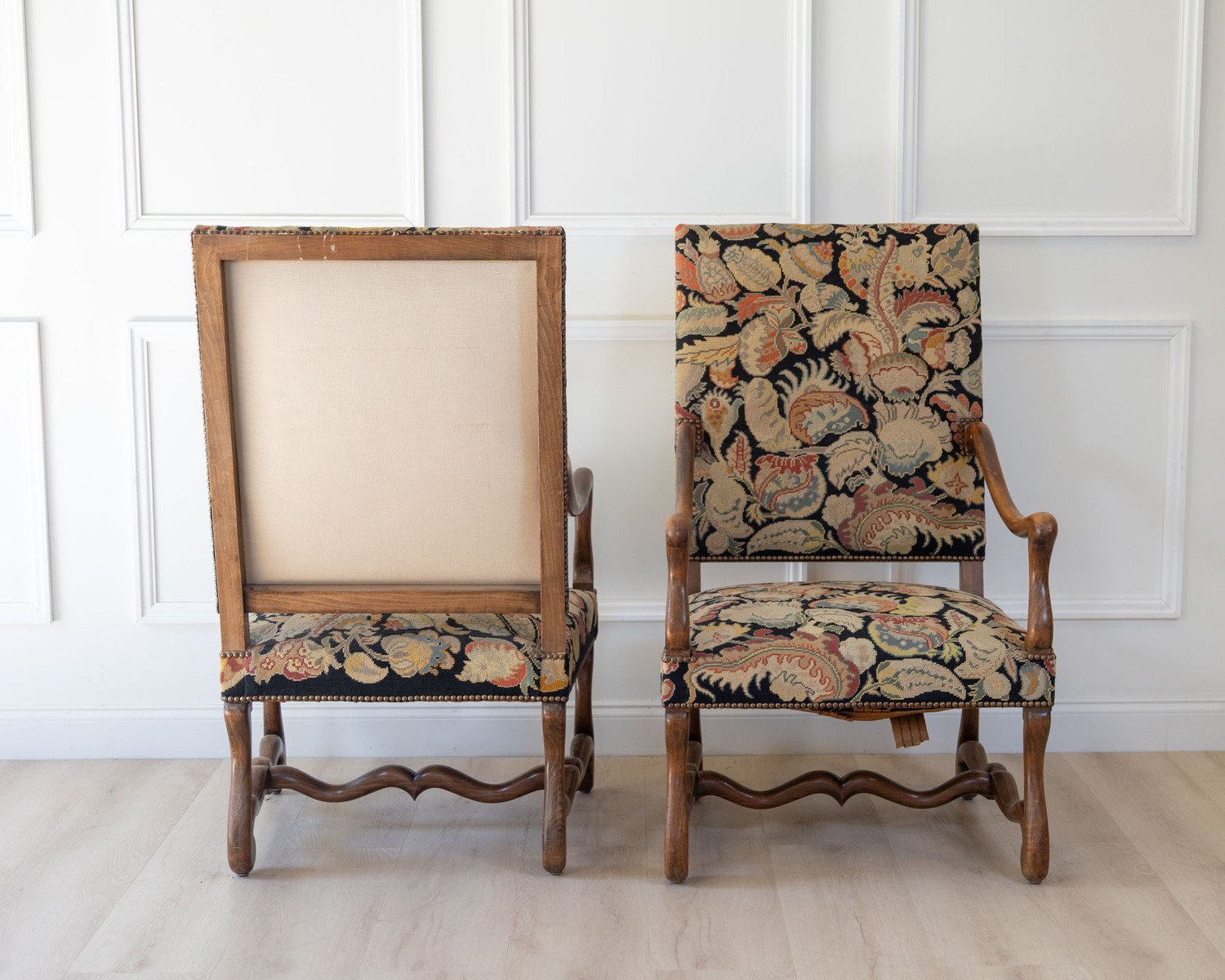 Pair of French Beech Os de Mouton Armchairs, circa 1900 - JAA