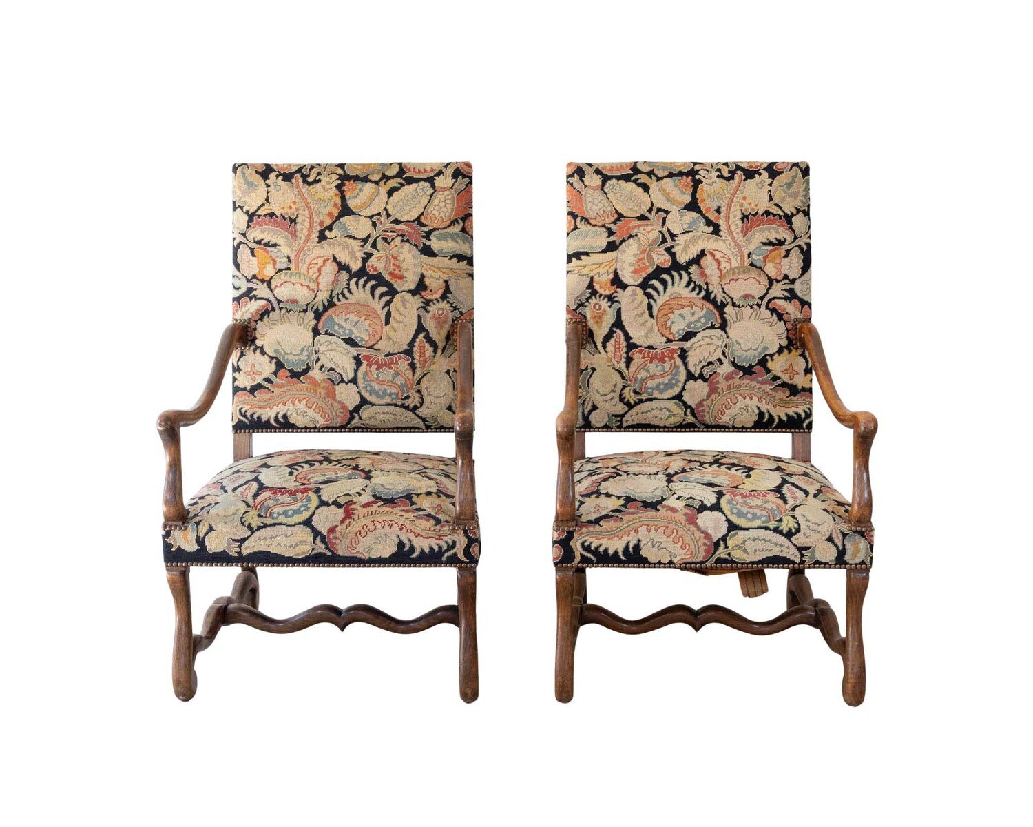 Pair of French Beech Os de Mouton Armchairs, circa 1900