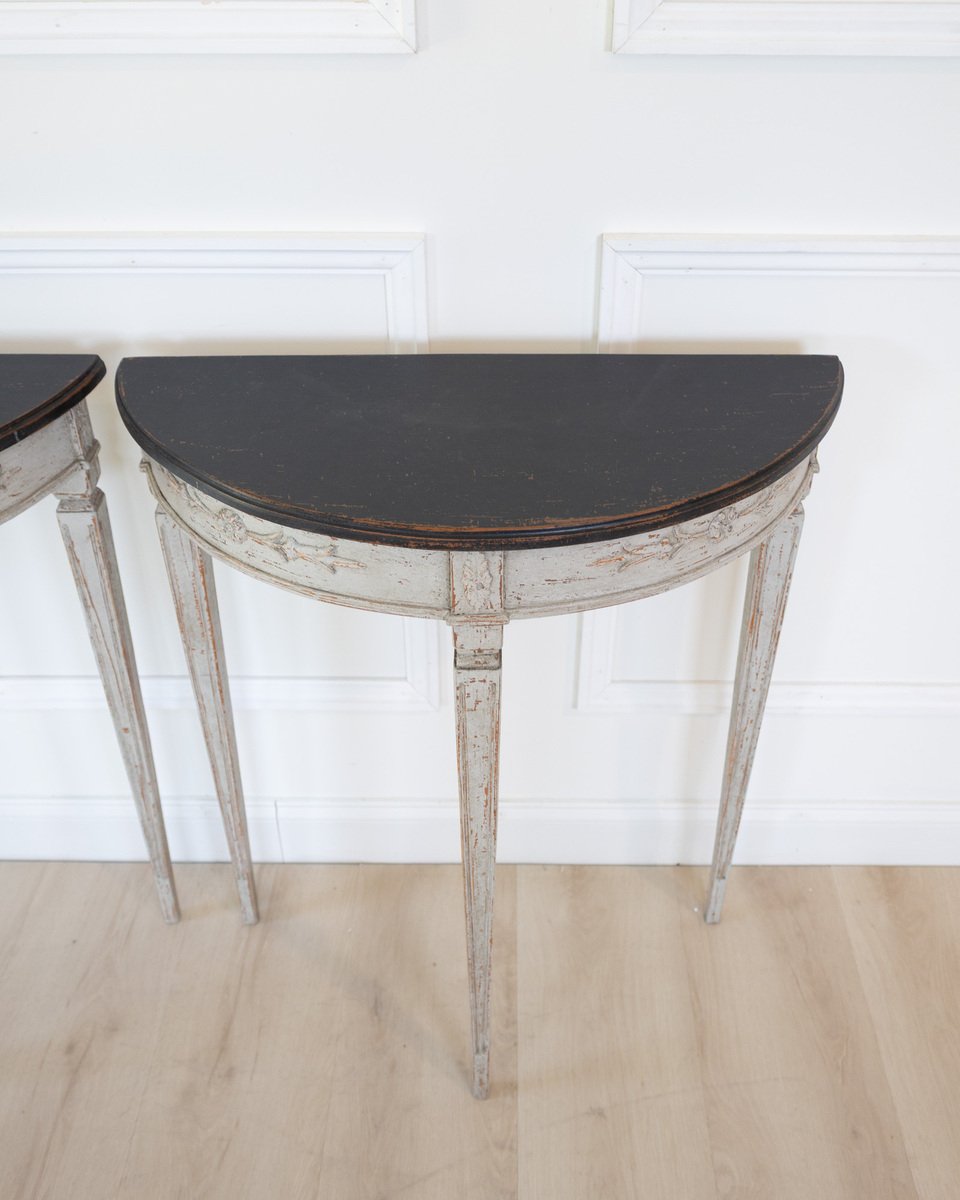 And this pair of demi lune tables ca. 100 years - JAA