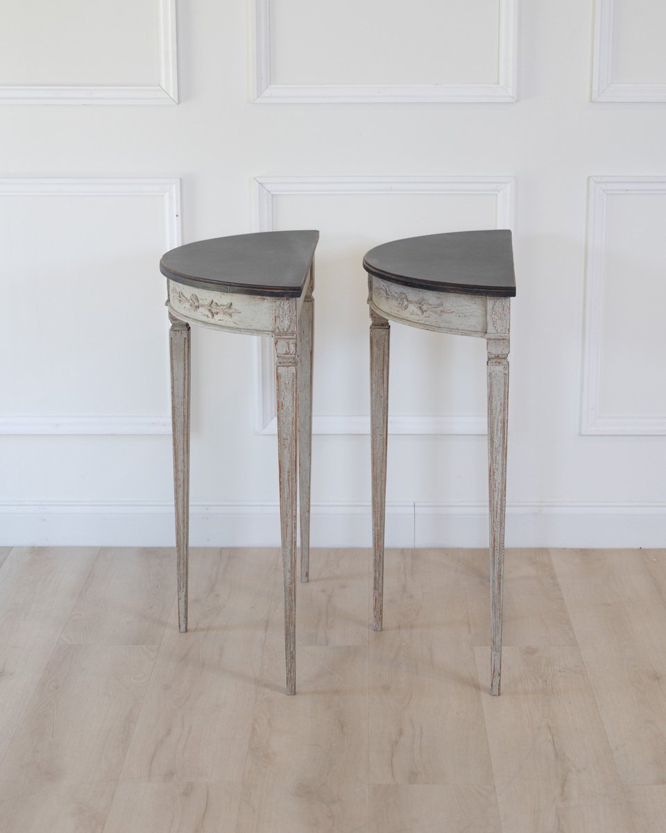 And this pair of demi lune tables ca. 100 years - JAA