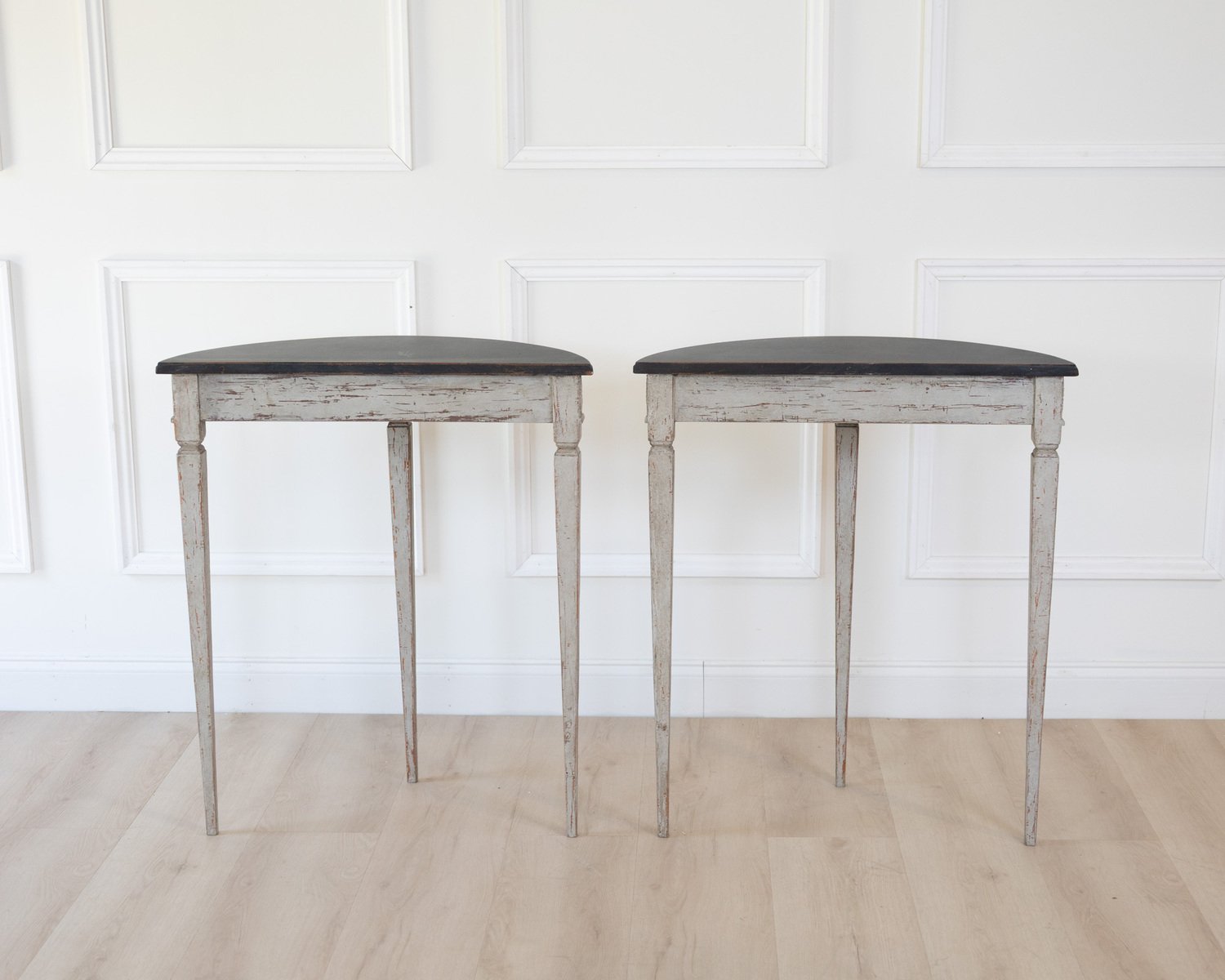 And this pair of demi lune tables ca. 100 years - JAA