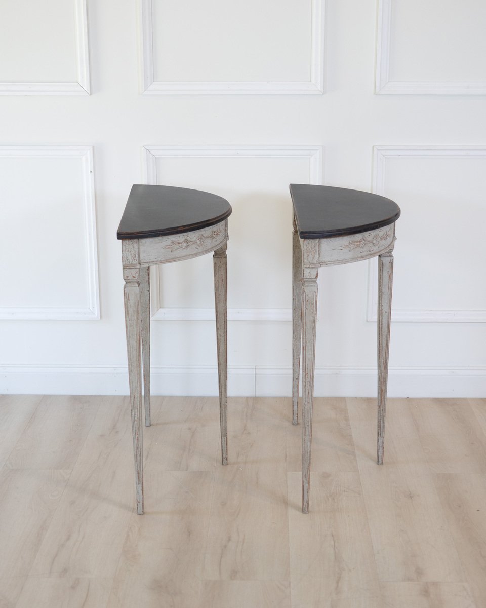 And this pair of demi lune tables ca. 100 years - JAA